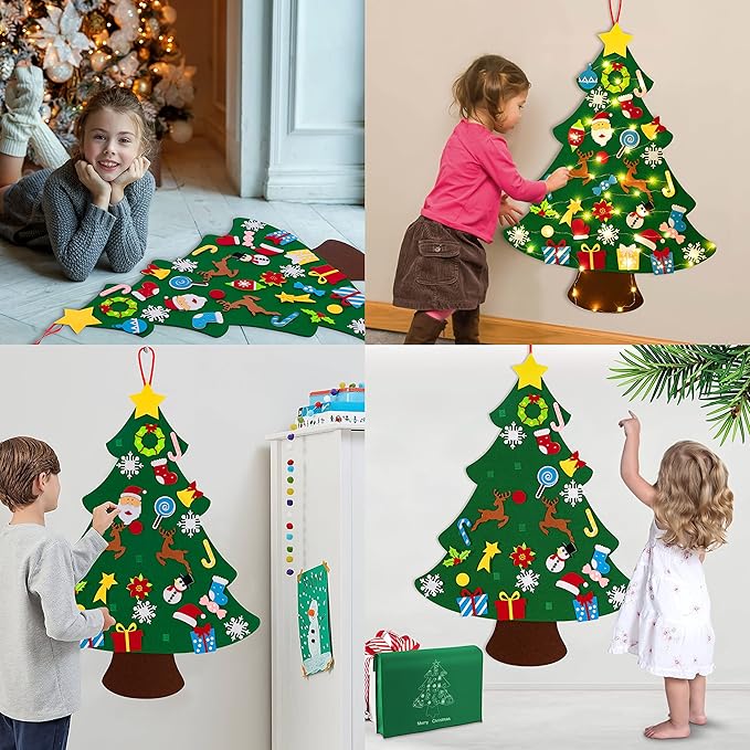 3ft DIY Lighted Felt Christmas Tree Set Plus Snowman Advent Calendar