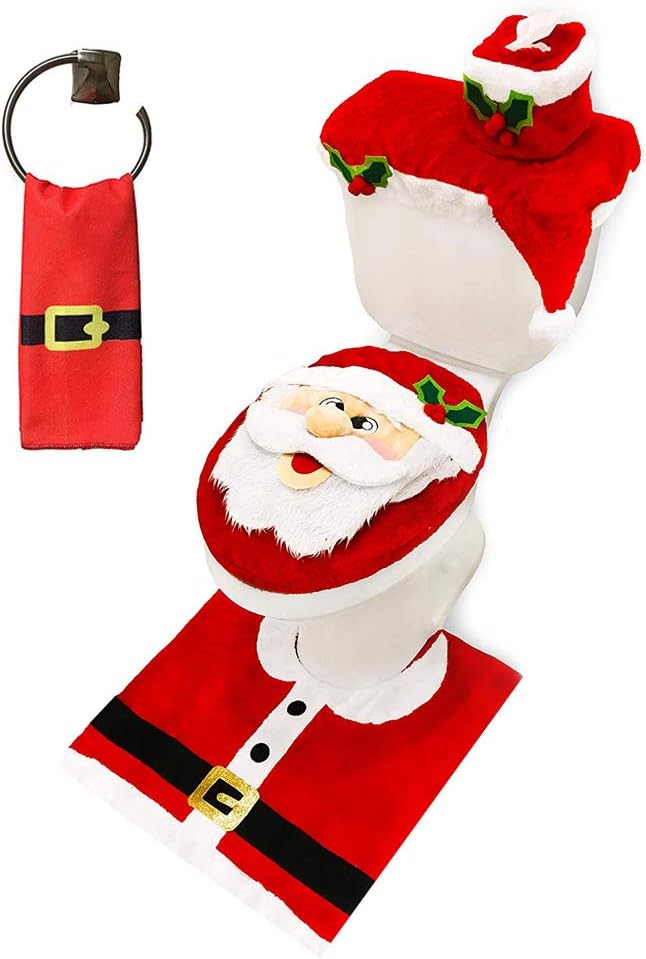 JOYIN 5 Pieces Christmas Theme Bathroom Decoration Set