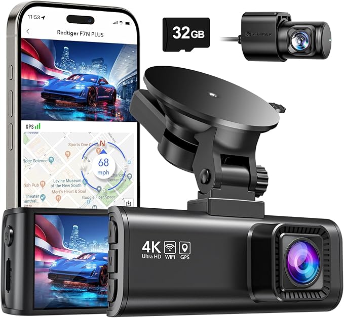 REDTIGER Dash Cam Front Rear, STARVIS Sensor, 4K Full HD Dash Camera for Cars