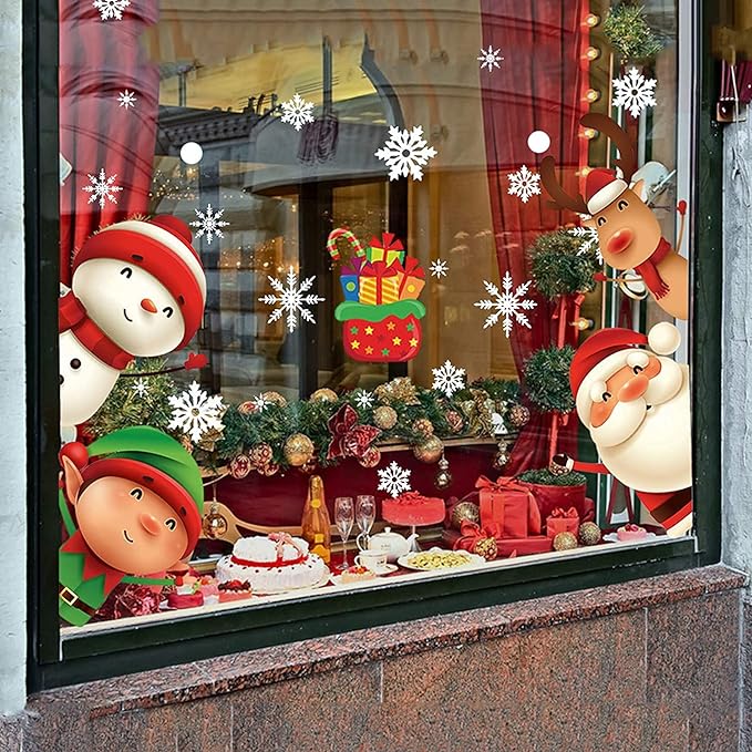 XIMISHOP 82PCS Christmas Snowflake Window Clings Stickers for Glass